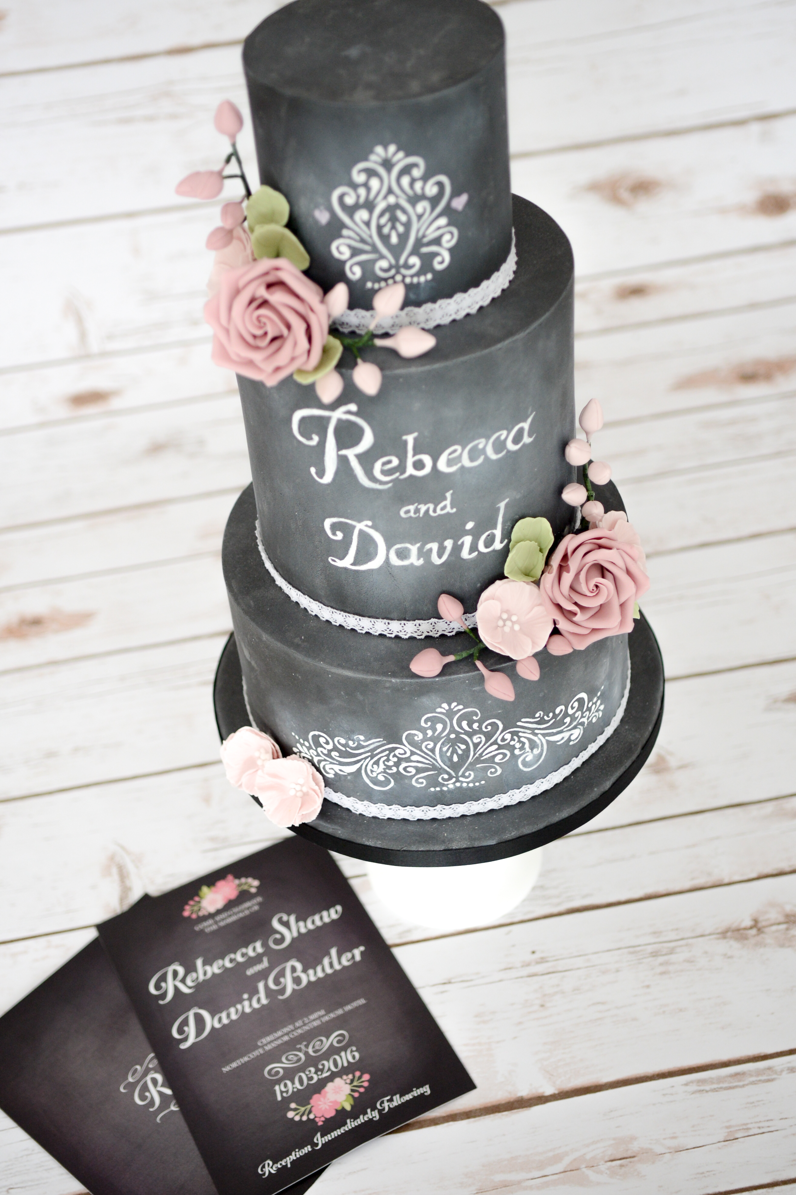 Chalkboard Personalized Wedding Cake
