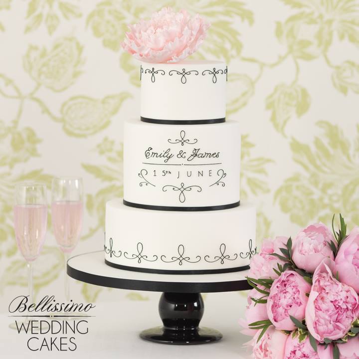 Wedding Cake with Black Piping