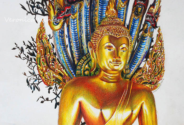 Golden buddha drawing