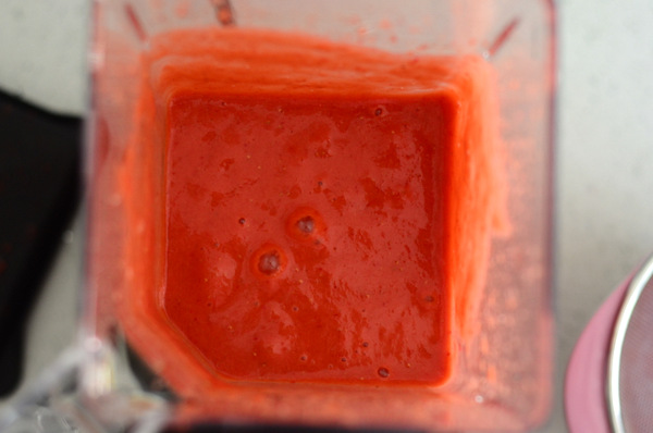 Making Strawberry Coulis in a Blender