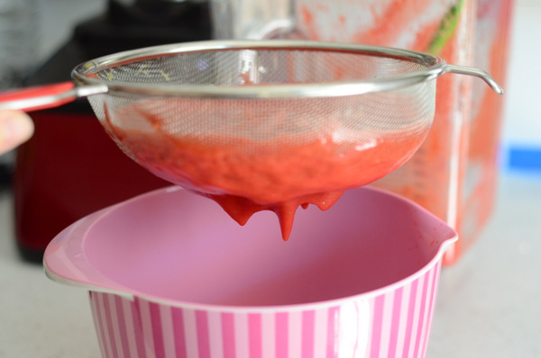 Straining Strawberry Coulis