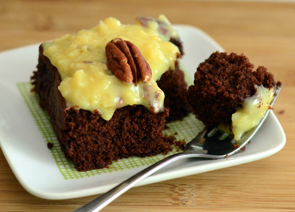 Easy German Chocolate Cake with Coconut Pecan Frosting