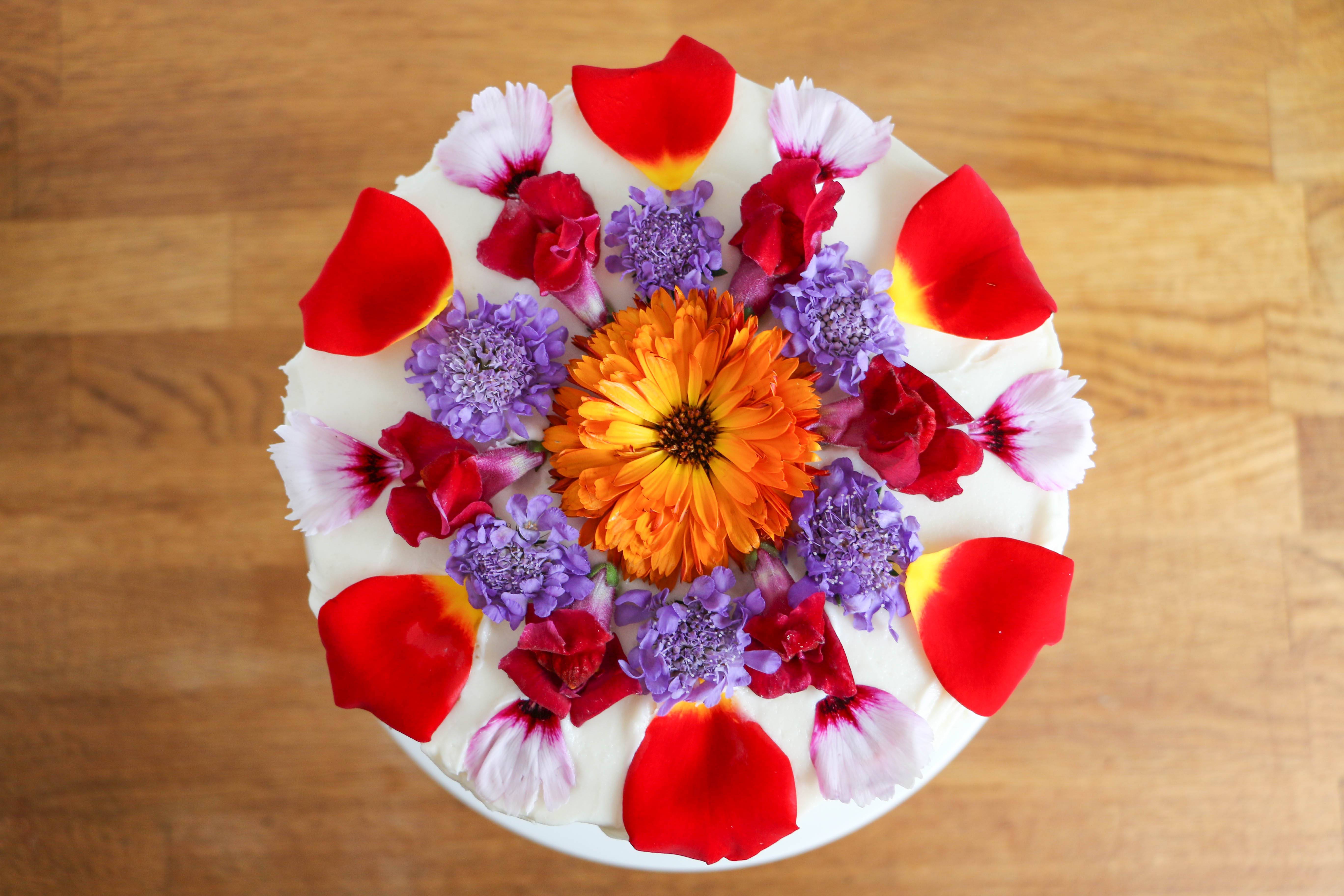 Mandala Inspired Cake With Edible Flowers