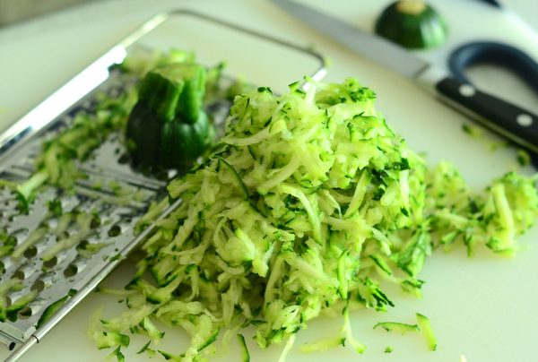 Shredded zucchini for making zucchini bread