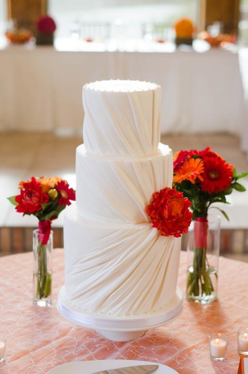 Rouched fondant wedding cake design