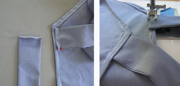 sew ties on apron