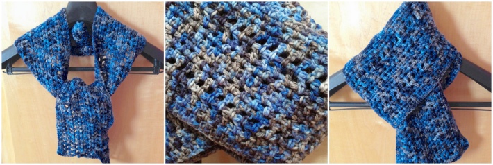 Free one skein crochet scarf cloudy skies pattern