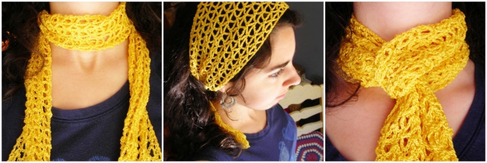 Free one skein crochet scarf pattern - the Yellow scarf