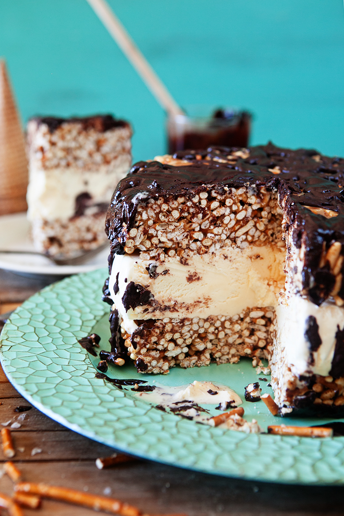 Pretzel Bar Ice Cream Sandwich Cake