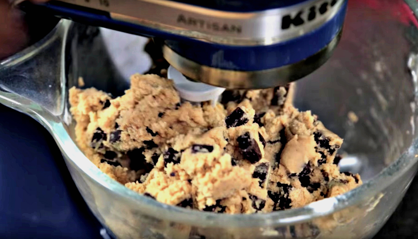 mixing cookie dough