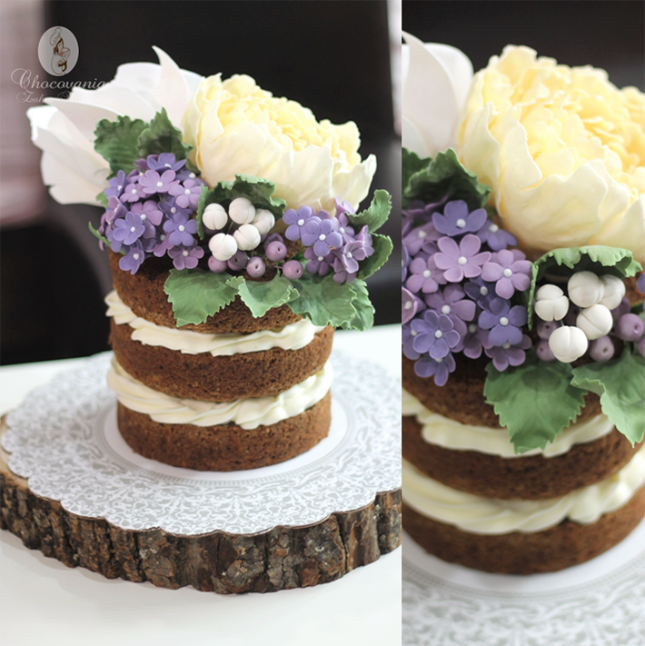 Sugar flower naked cake by Zahra Ali