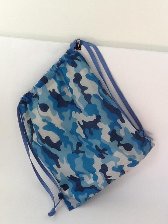 Blue Camo Drawstring Backpack