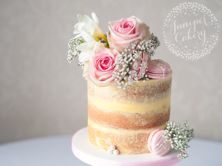 Light pink naked cake by Juniper Cakery