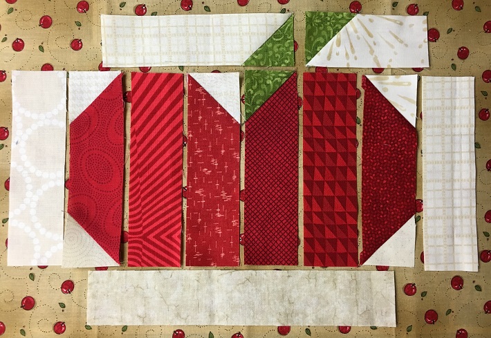 Apple Mug Rug Pressing the Strips
