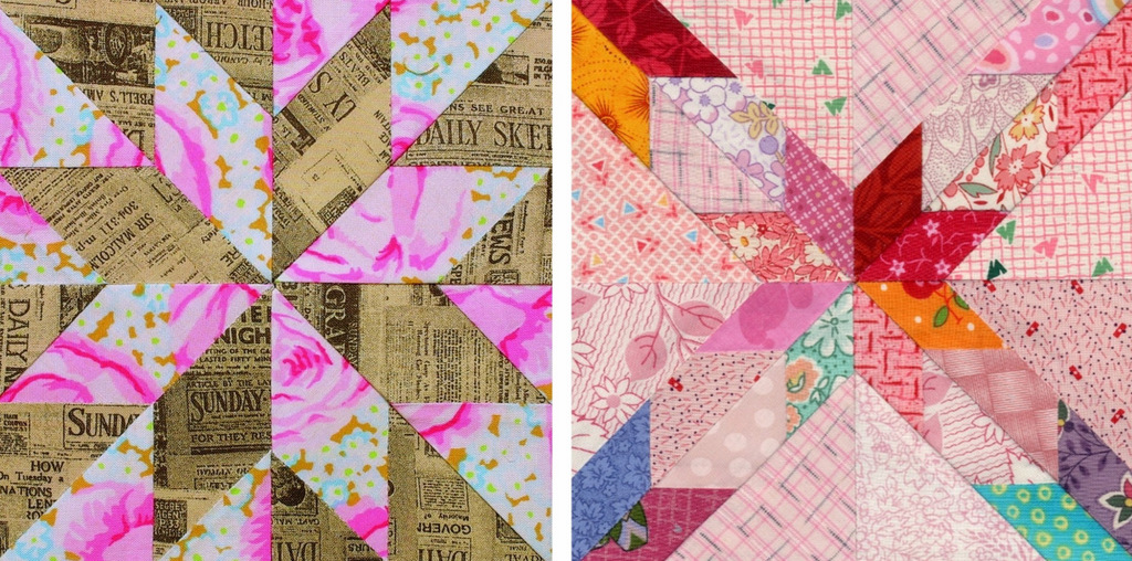 Star Quilt Blocks Made With Directional Fabrics