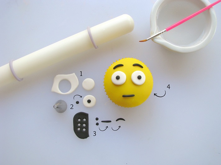 Flushed Face Emoji Fondant Cupcake Topper