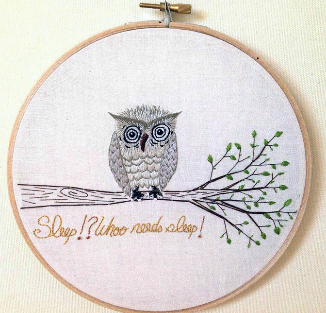 free little sparrow nest embroidery