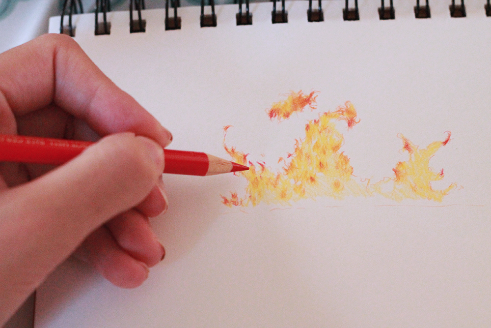 fire sketch drawing