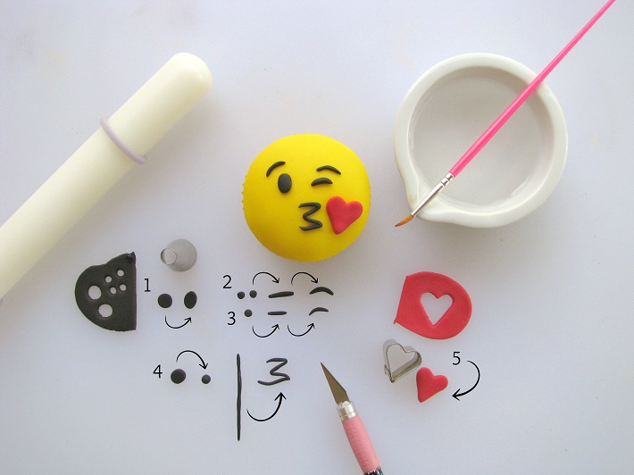 Throwing a Kiss Emoji Cupcake Topper