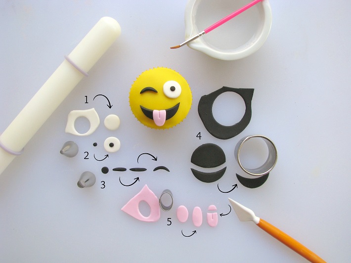 Winking Emoji Fondant Cupcake Topper Tutorial