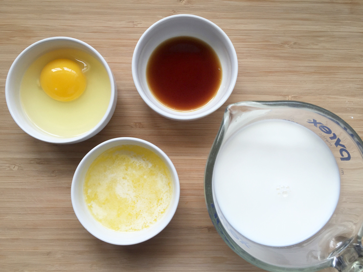 Individually Portioned Egg, Melted Butter, Vanilla and Milk