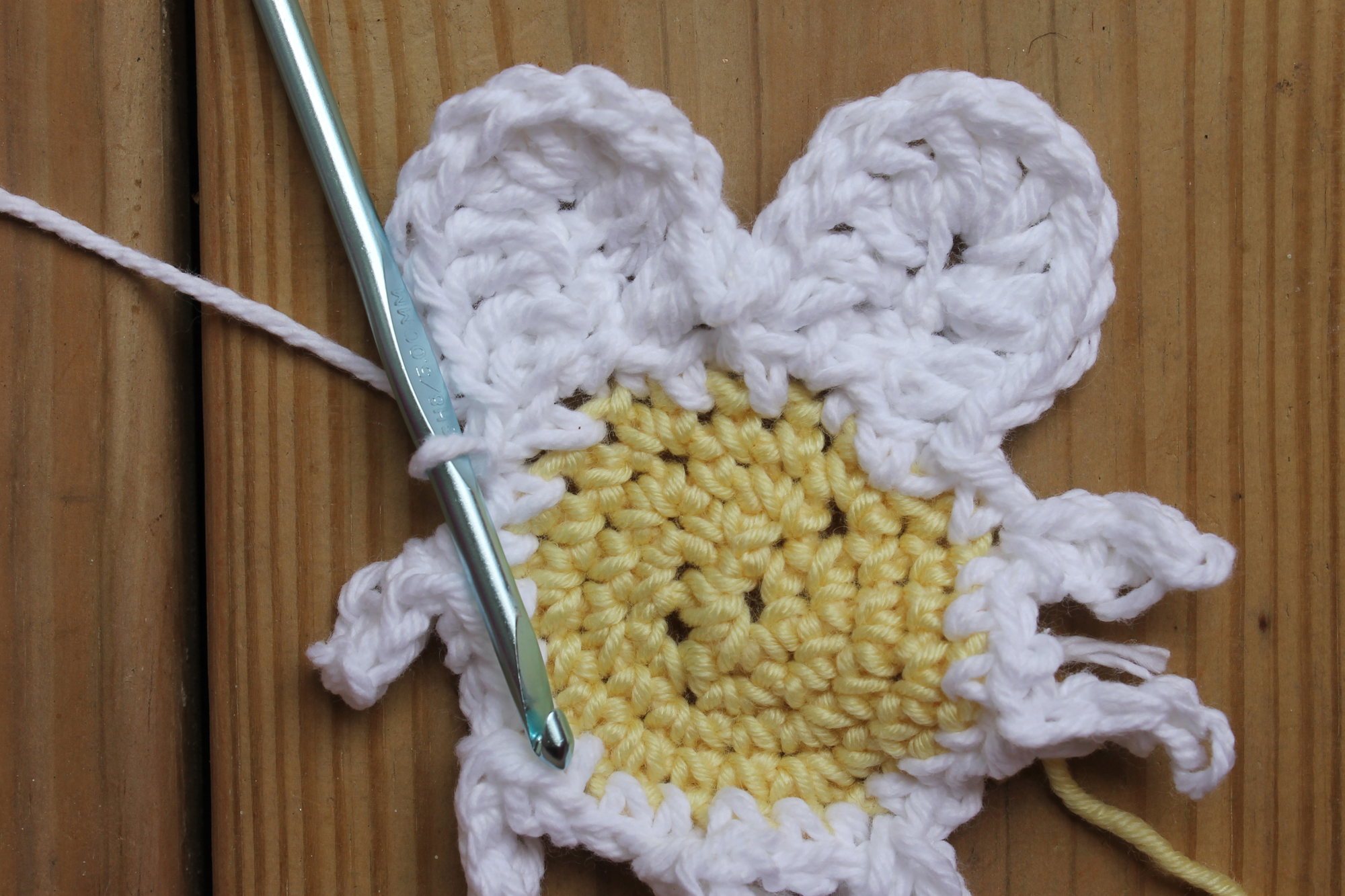 Crochet daisy white petals