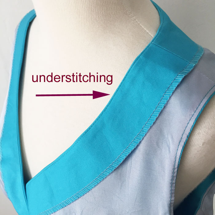example of understitching on a dress neckline