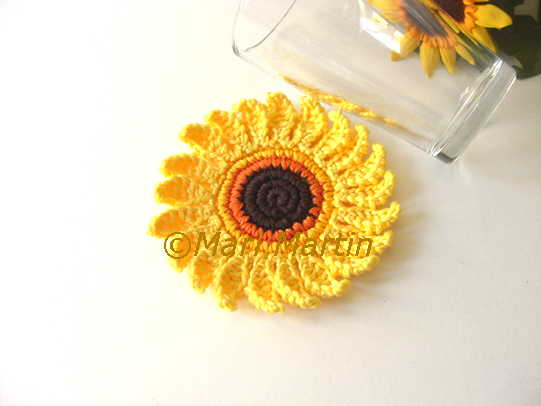 Crochet Coaster Sunflower Pattern