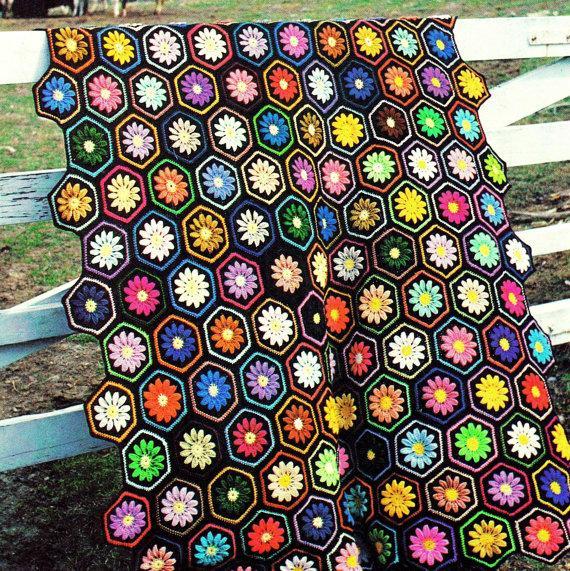 Floral Hexagon Afghan Crochet Pattern