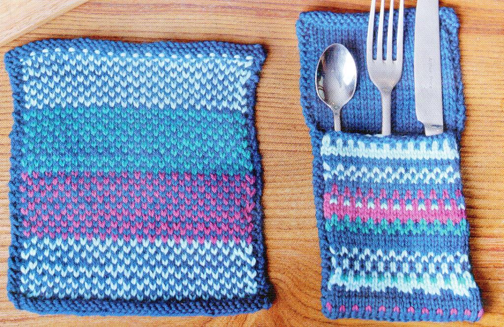  Placemat, Cutlery holder & Mug Cosy Free Knitting Pattern