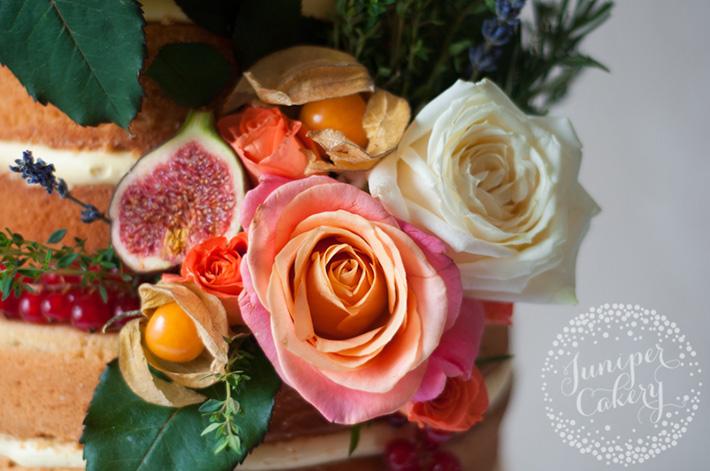 Naked Cake Decorated with Figs and Roses