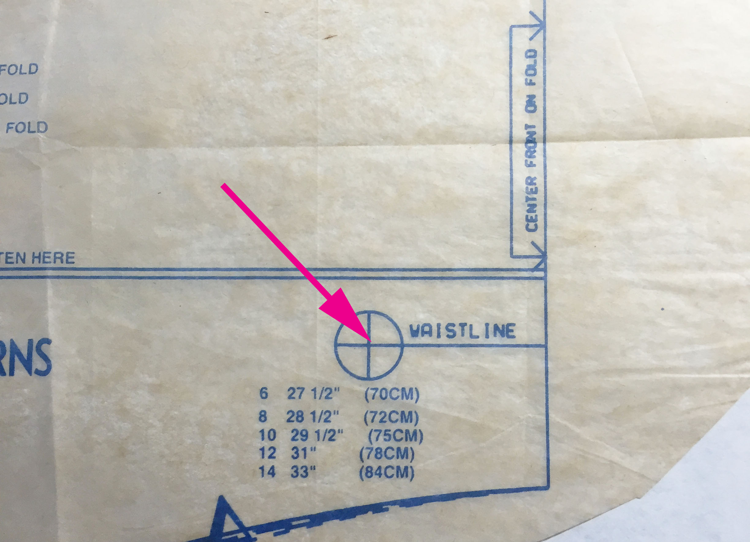 waistline measure mark