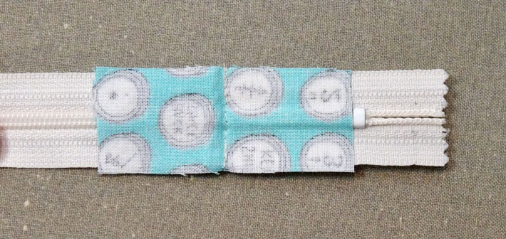 Zipper Tab Fabric Sewn to the Zipper