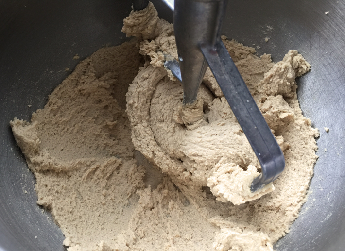 Making the dough for carrot cake cookies