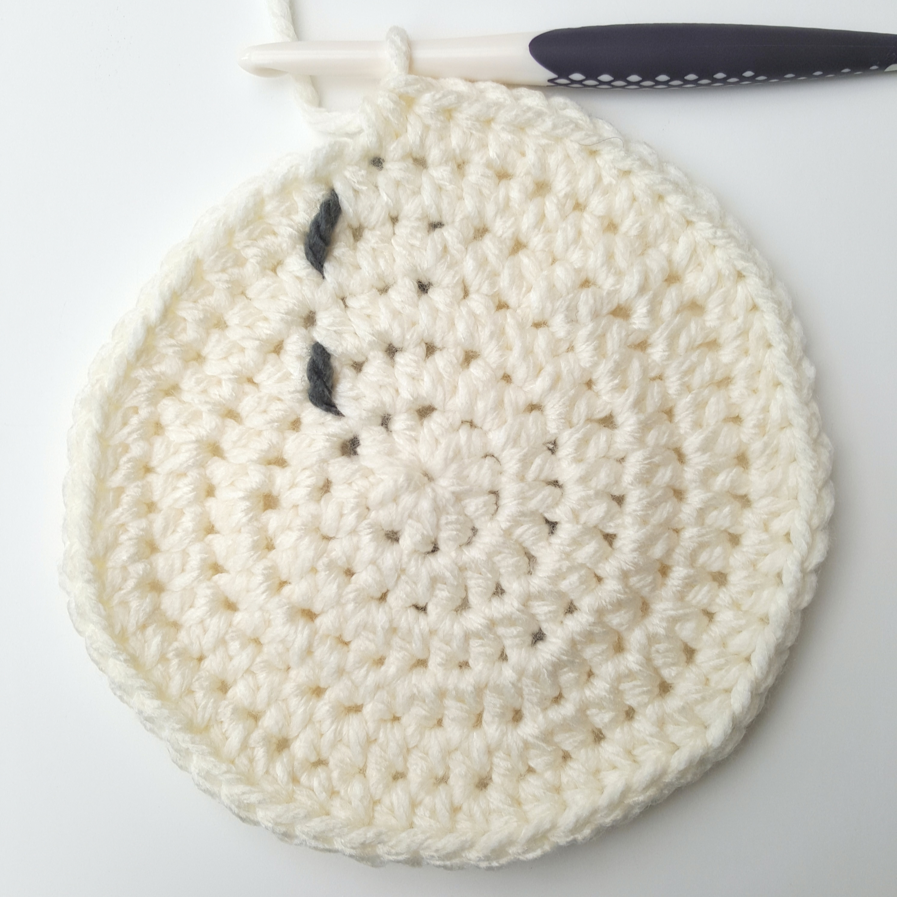 Crochet a flat circle for the base of your basket