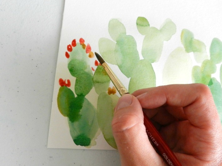 Make your prickly pear cactus painting realistic with details.