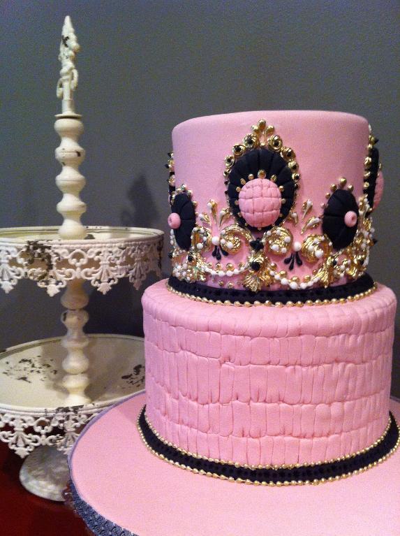 Pink, Gold and Black Two Tier Cake by Joshua John Russell