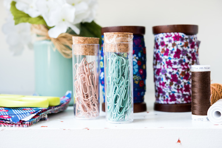 Test Tubes and Wooden Spools for Sewing Room