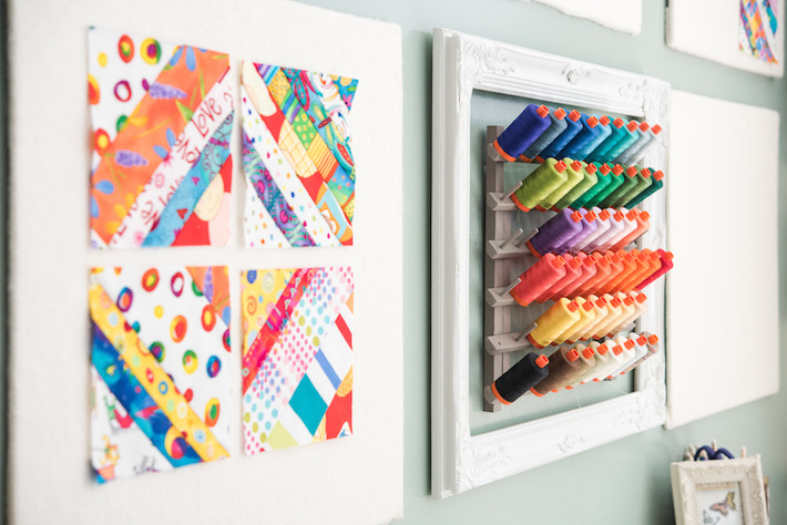 Wall-Mounted Design Boards and Thread Storage