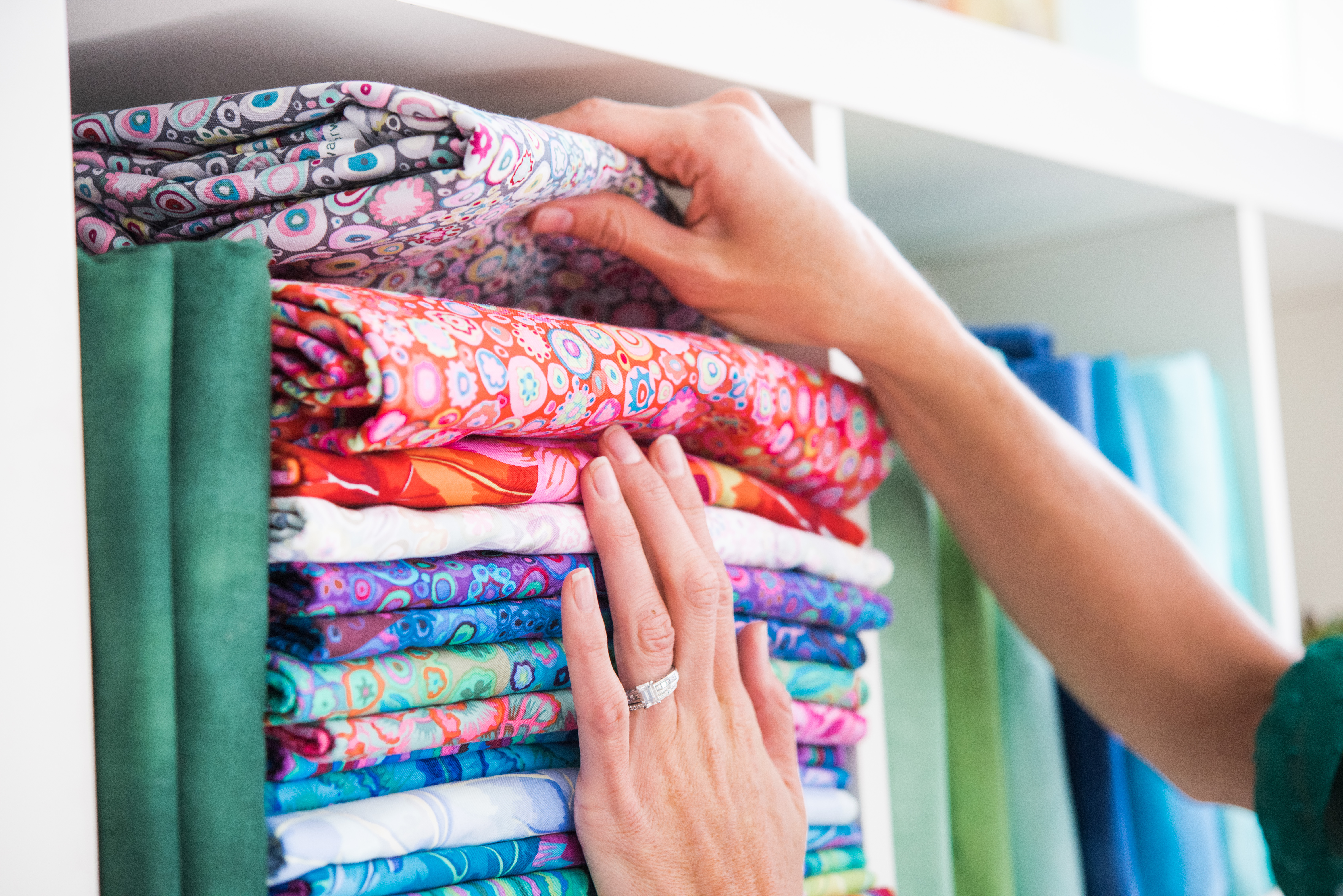 Stack of Brightly Colored Quilt Fabric