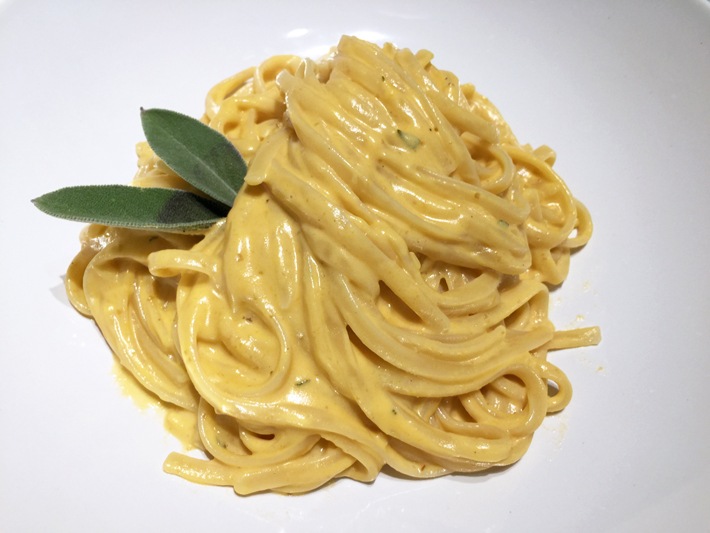 Pumpkin pasta — just like fettuccine alfredo, but made with pumpkin!