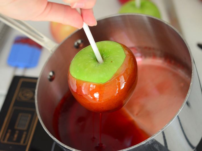 Dipping Homemade Candied Apples
