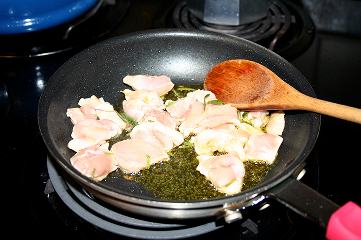 Cooking with herb olive oil 