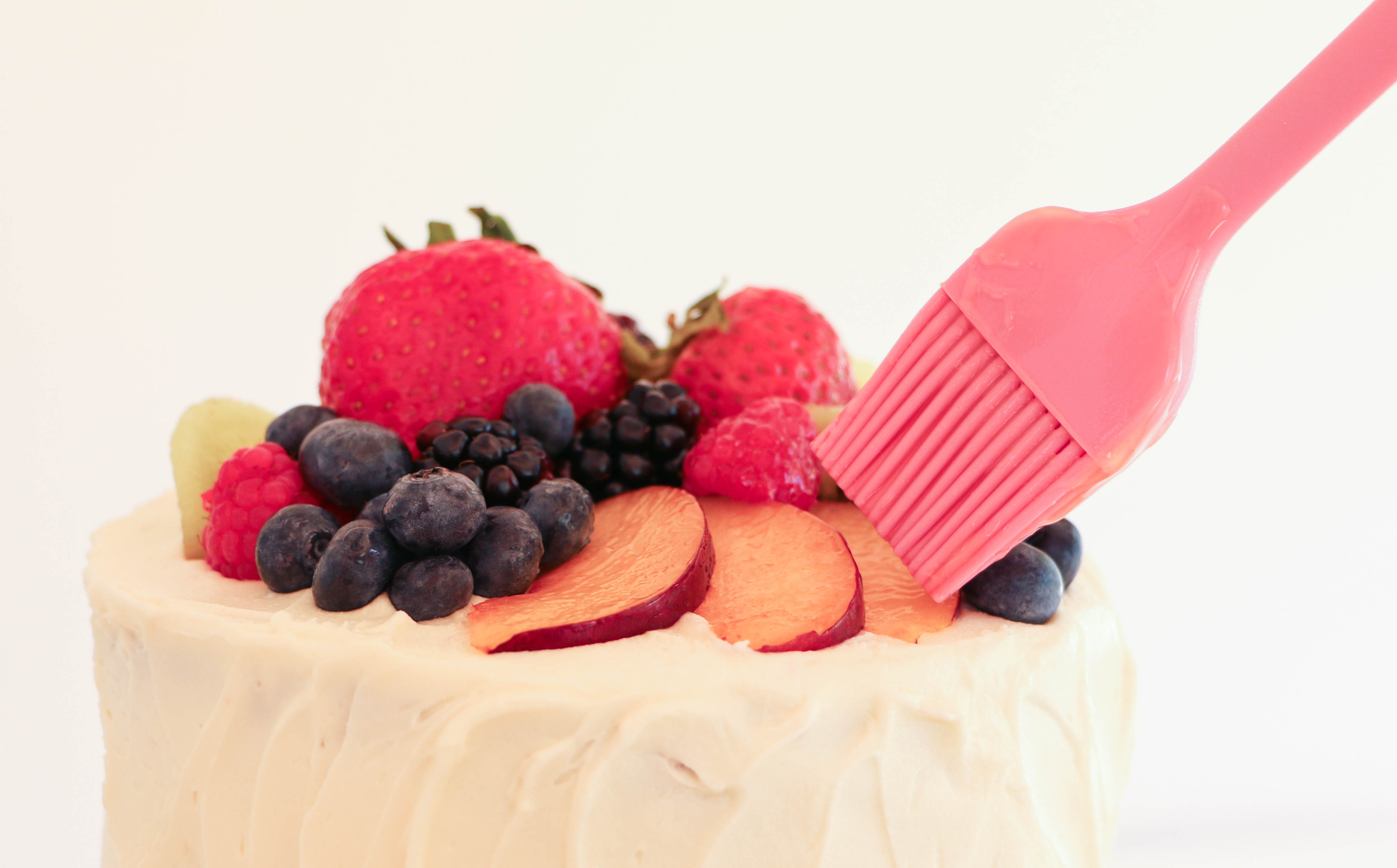 Glazing the Fruit on Top of a Cake