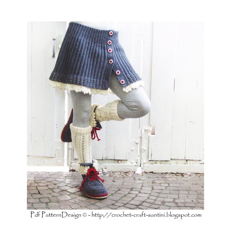 Grey Rib Buttoned Skirt Crochet Pattern