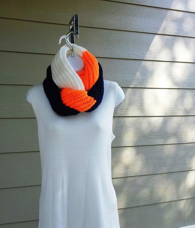 Tri-Color Team Infinity Scarf Knitting Pattern