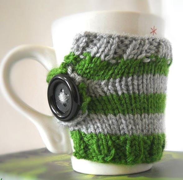 Striped Mug Cozy Knitting Pattern