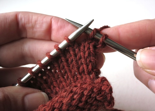 Two Knit Stitches on the Right Needle