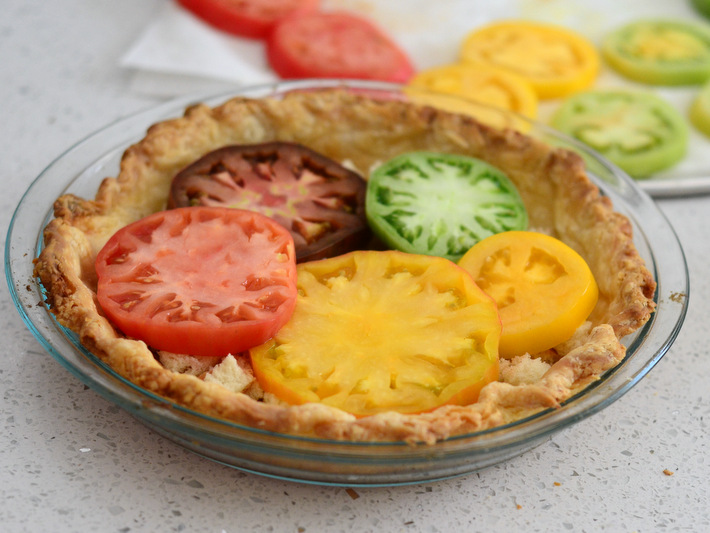 Make this bright, fresh Rainbow Tomato Pie before tomato season ends!