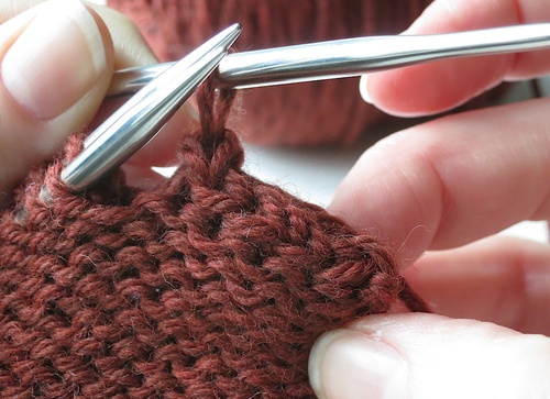 Halfway Through a Three-Needle Bind Off